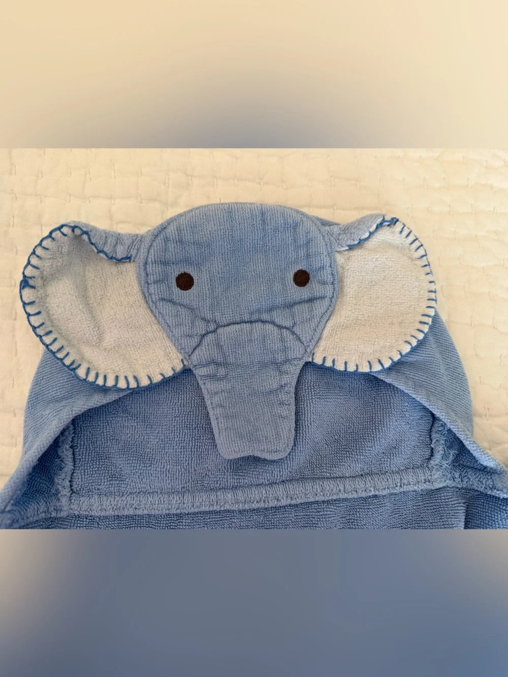Pottery Barn Kids Light Blue Elephant Hooded Towel